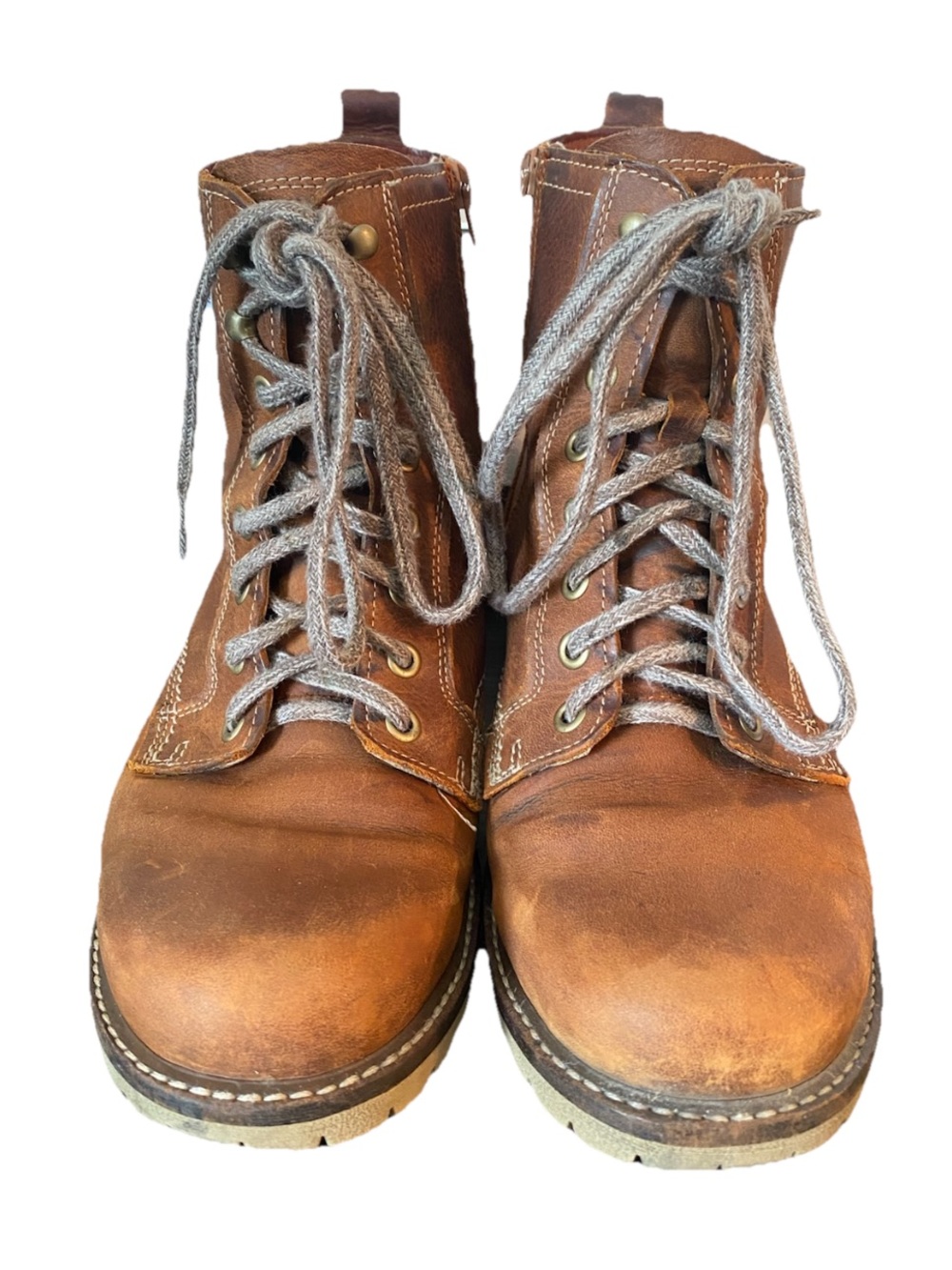 ECCO Leather Lace Up Ankle Boots Side Zip Brown Women's Size EU 39/8.5